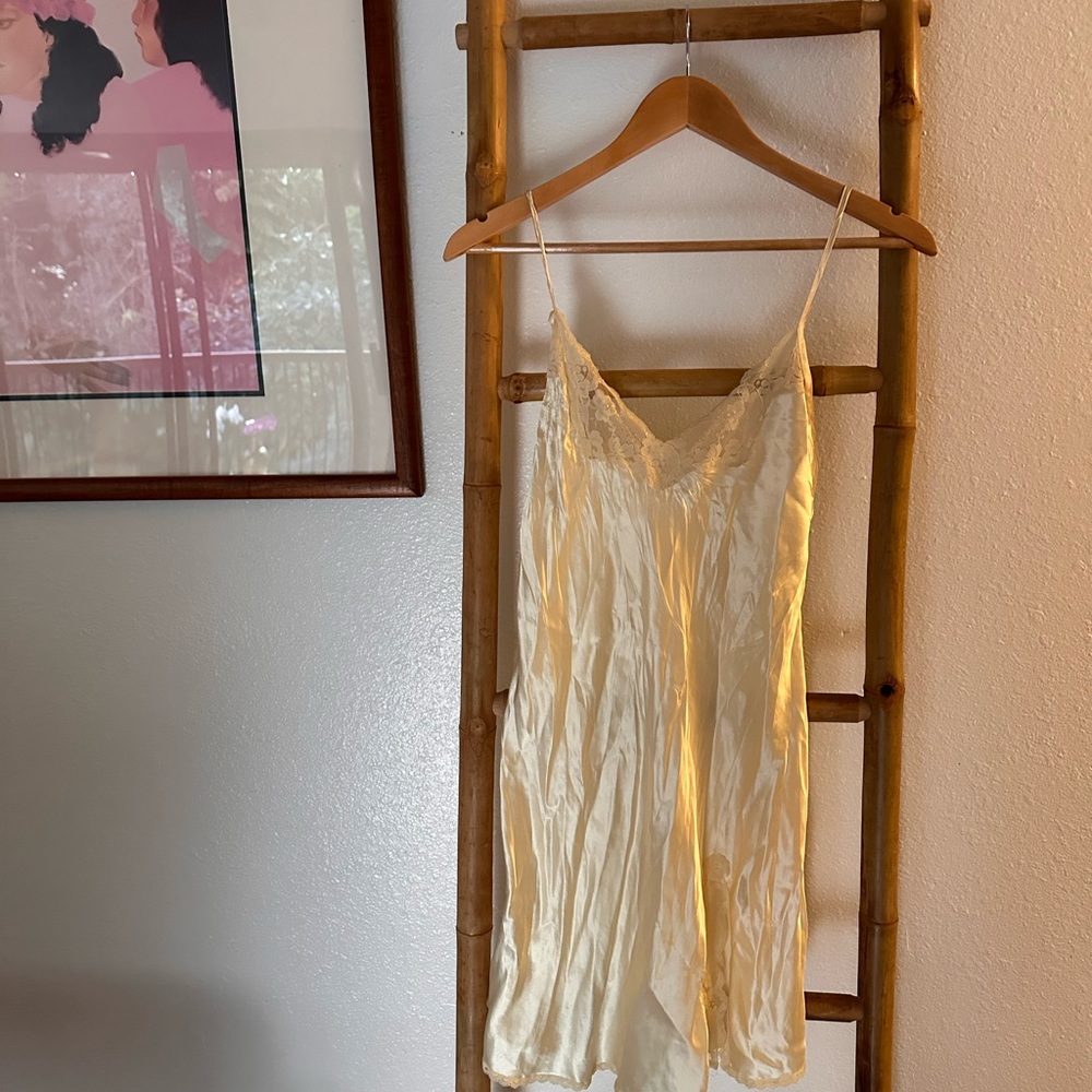 Vintage satin, pale, yellow nightgown